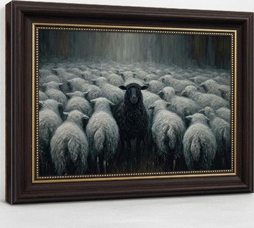 Black framed vintage sheep - vintage,
